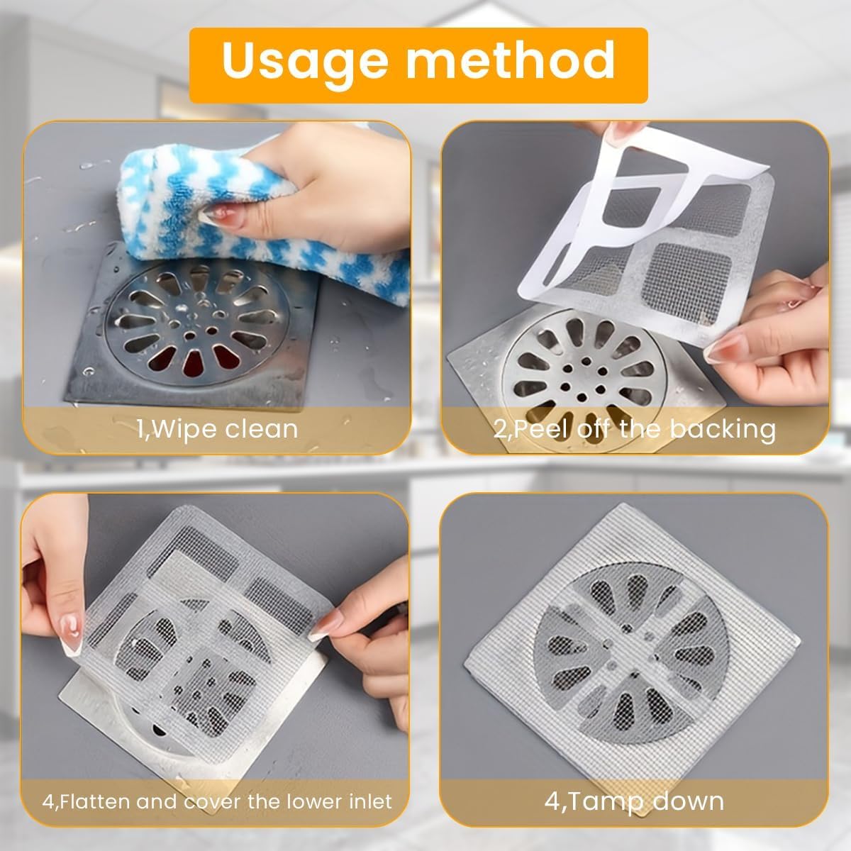 Gizmoauraa™ (5 Pcs) Disposable Shower Drain Hair Catcher, Drain Hair Catcher Waterproof Mesh Stickers