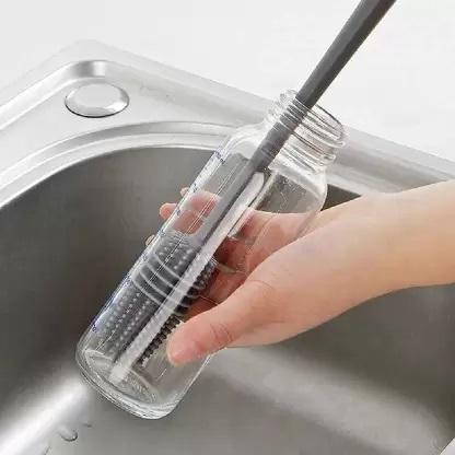 Pack of 2 Silicone Bottle Cleaning Brush with Long Handle