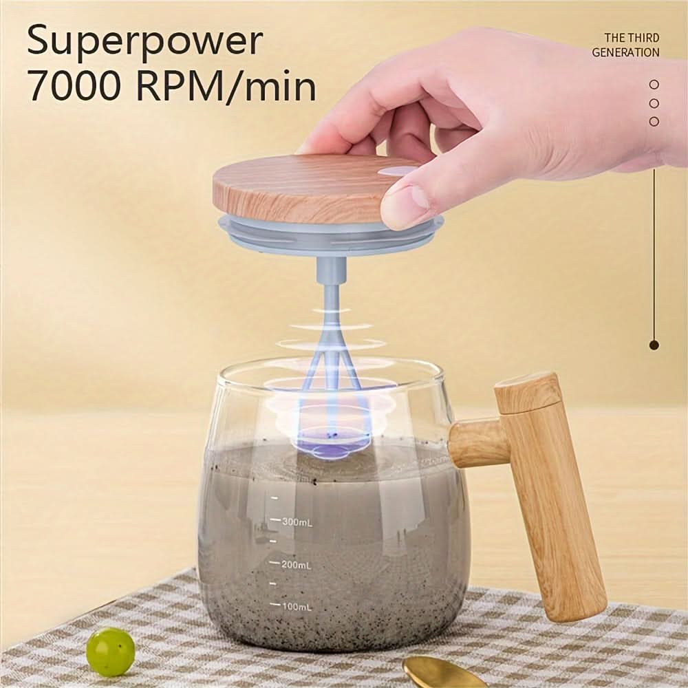 Portable Self-Stirring Glass Cup for Beverages (Only Glass Cup)